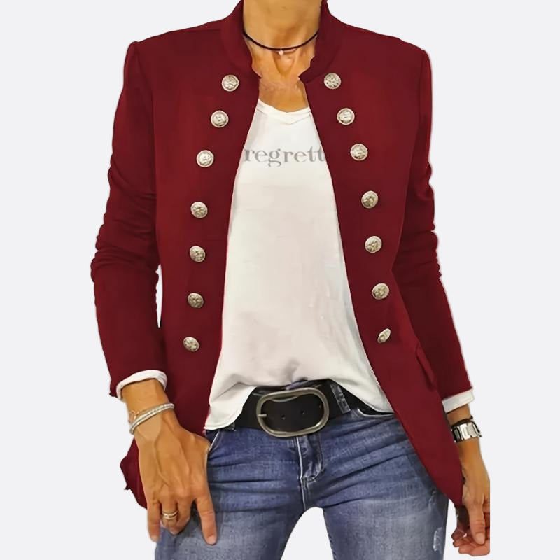 Damen - Maßgeschneiderte Schlanke Passform Jacke - Wollmischung - Eleganter Zweireiher für stilbewusste Frauen