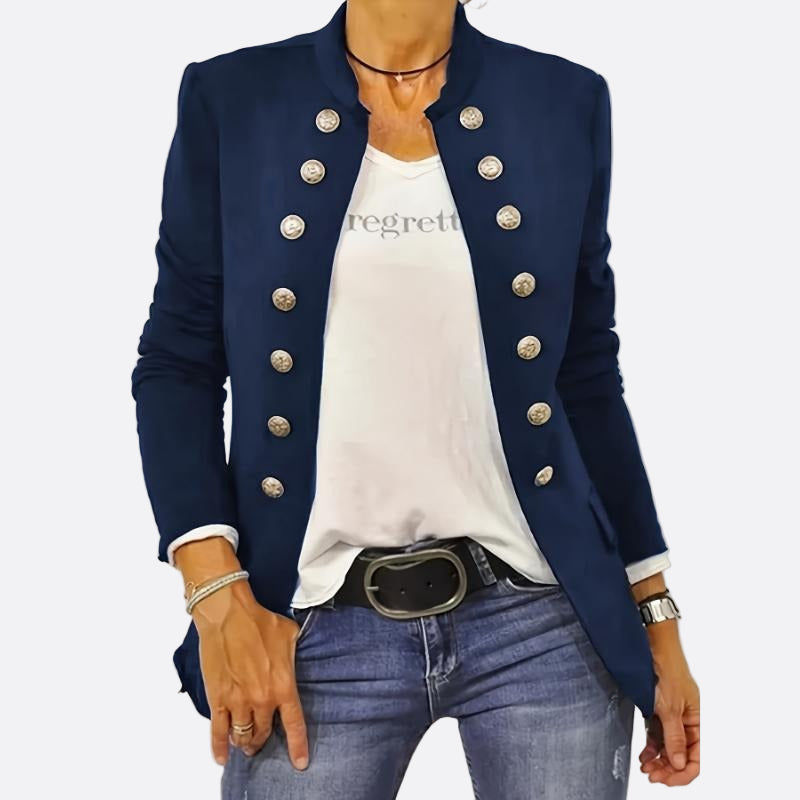 Damen - Maßgeschneiderte Schlanke Passform Jacke - Wollmischung - Eleganter Zweireiher für stilbewusste Frauen