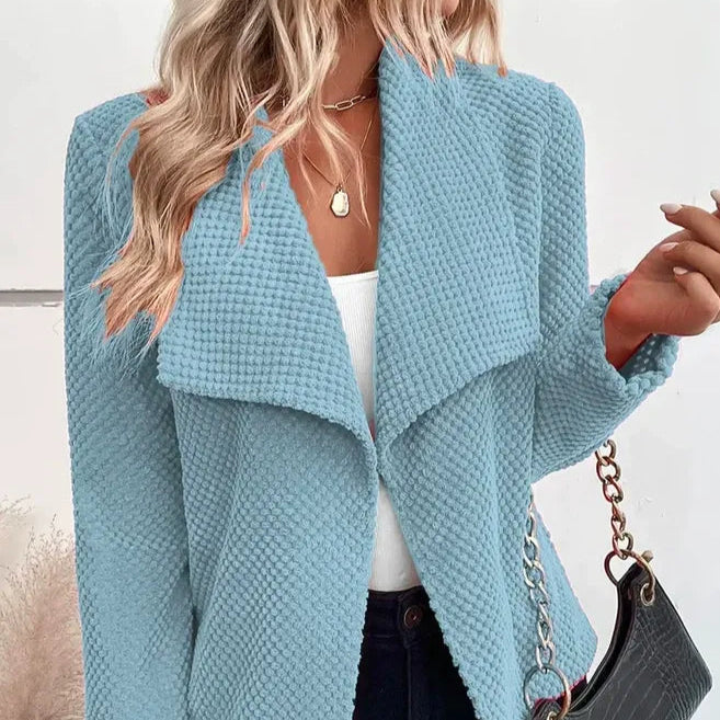 Damen - Strukturierte Strickblazer Jacke - Entspannte Passform - Bequeme und stilvolle Oberbekleidung für jeden Anlass