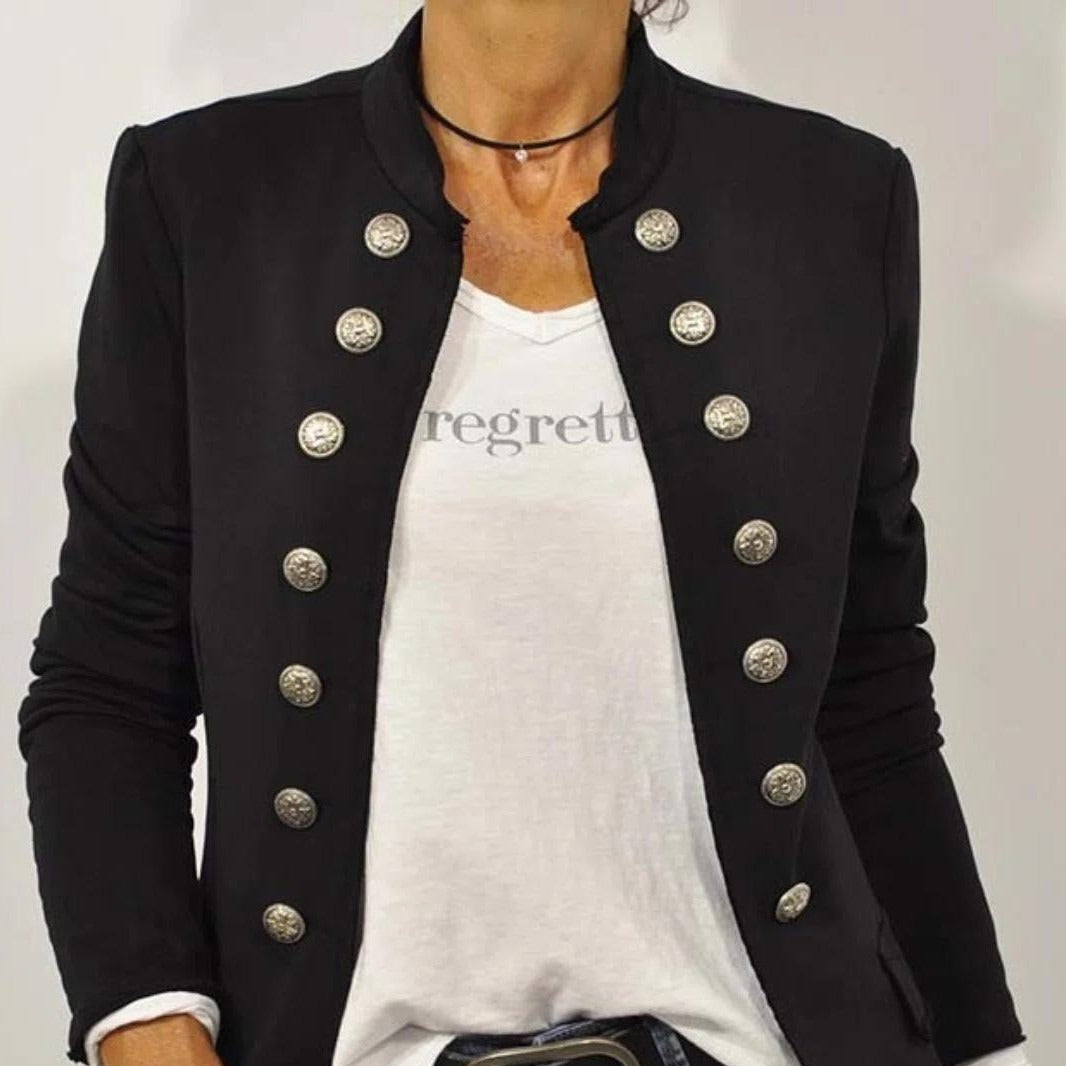 Damen - Maßgeschneiderte Schlanke Passform Jacke - Wollmischung - Eleganter Zweireiher für stilbewusste Frauen