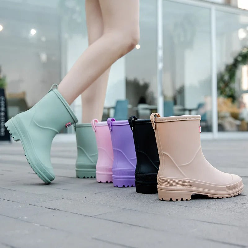 Damen - Wasserdichte Halbhohen Regenstiefel - Rutschfeste Sohle - Optimalen Halt - Perfekt für nasse Tage