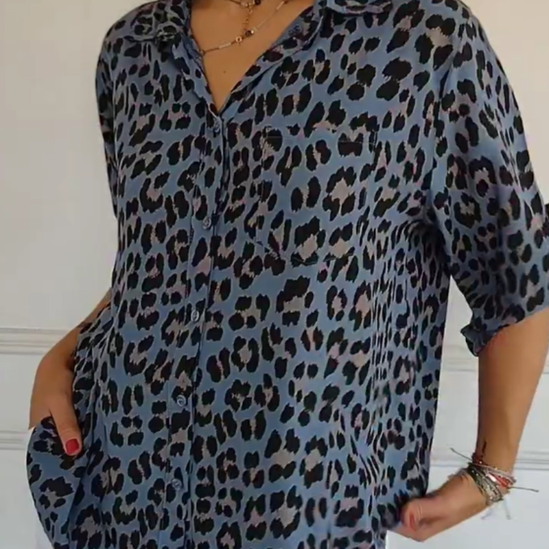 Damen - Stylische Bluse mit Leopardenmuster - Atmungsaktivem Stoff - Leicht & Trendy - Mode Top für jeden Anlass