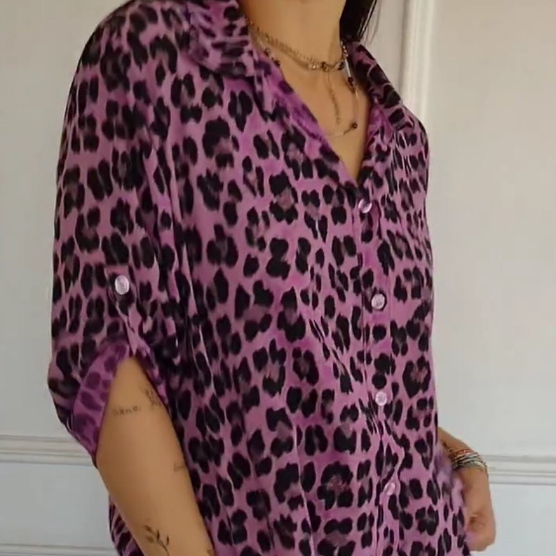 Damen - Stylische Bluse mit Leopardenmuster - Atmungsaktivem Stoff - Leicht & Trendy - Mode Top für jeden Anlass