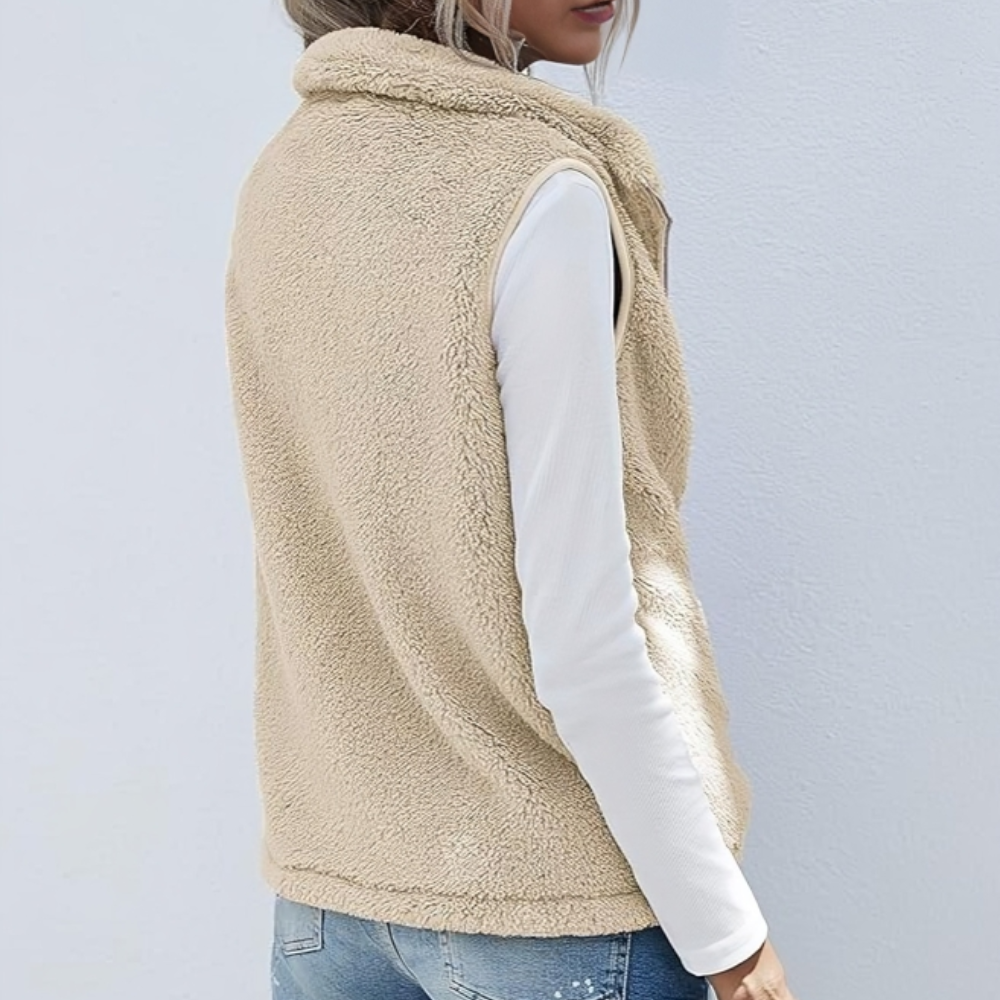 Damen - Kuschelige Zip-Weste - Weicher Materialmix - Stilvoller Komfort für jede Gelegenheit
