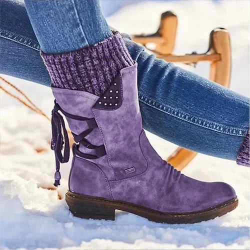 Damen - Winterstiefeletten - Schnürung - Warm und Stylisch für kalte Tage - Bequeme Winterstiefel