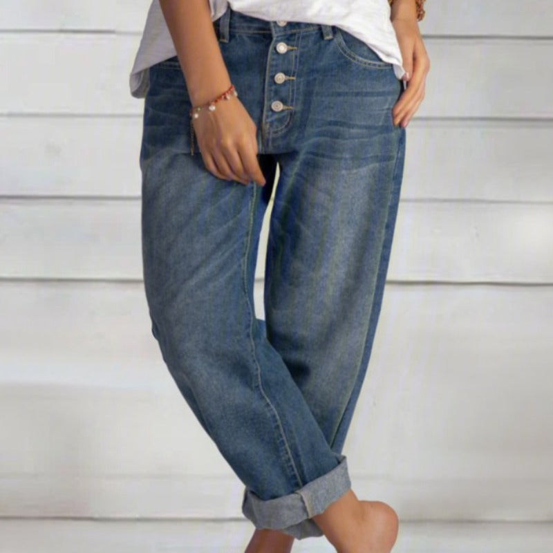 Damen - Jeans - Bequemer Denim - Weit geschnittene - Stylische, lässige Passform für den Alltag