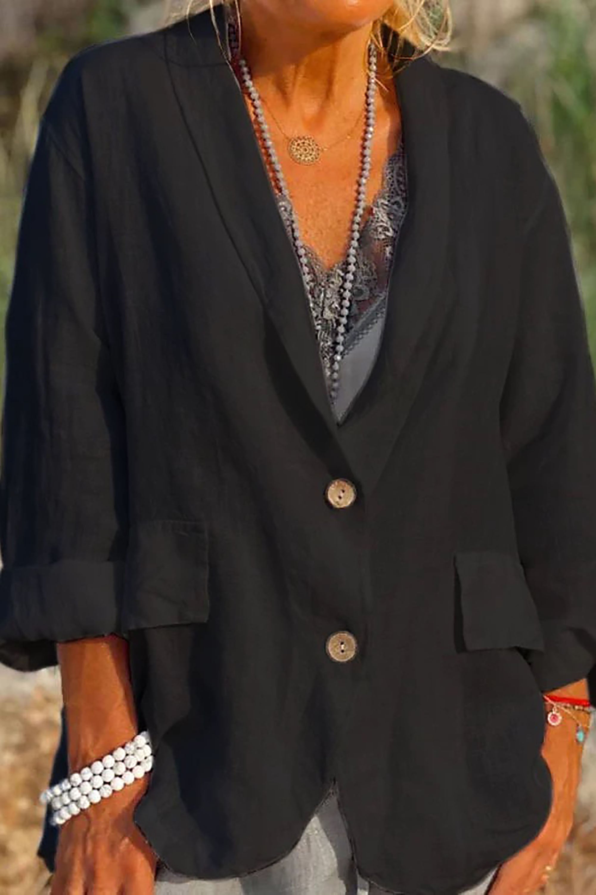 Jessica - Damenjacke aus Leinen mit Knöpfen, leicht