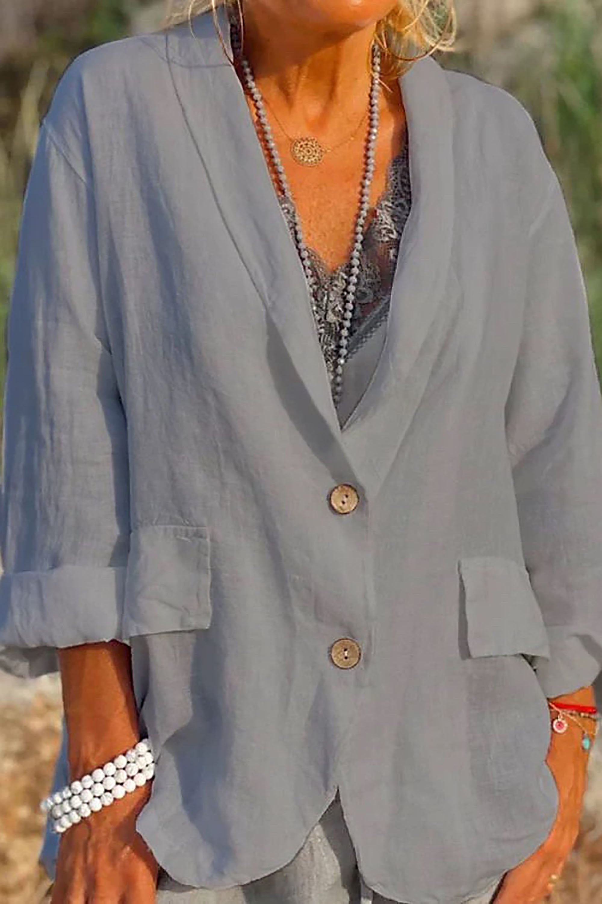 Jessica - Damenjacke aus Leinen mit Knöpfen, leicht