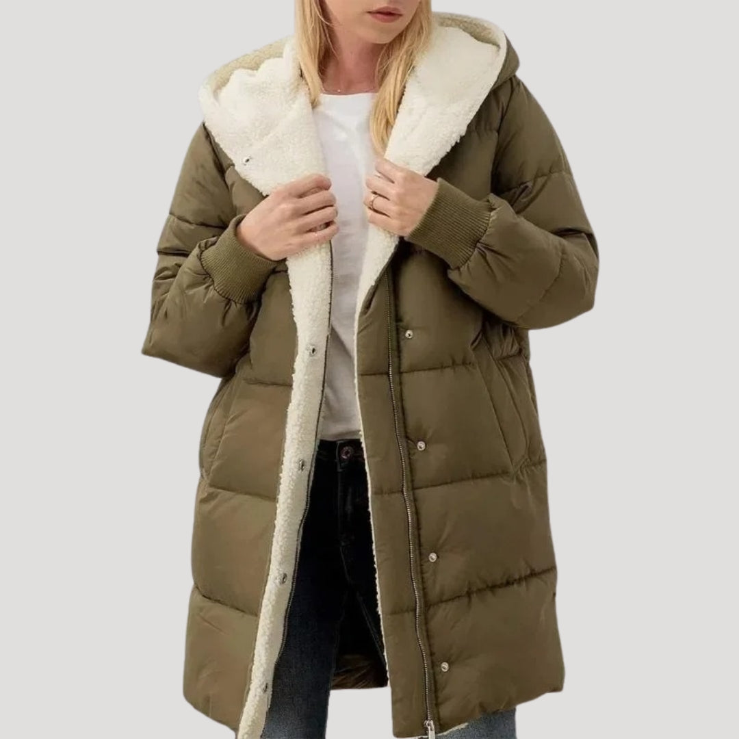 Damen - Langer Mantel - Kunstpelz Futter für kuschelige Wärme - Stilvoller Winterlook