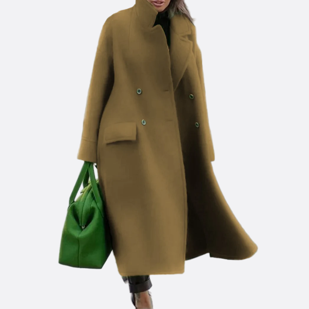 Damen - Eleganter mantel - Hochwertigem Material - Warmer Zweireiher - Stilvoller Winterlook