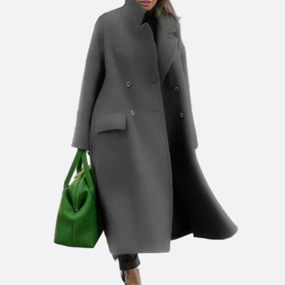 Damen - Eleganter mantel - Hochwertigem Material - Warmer Zweireiher - Stilvoller Winterlook