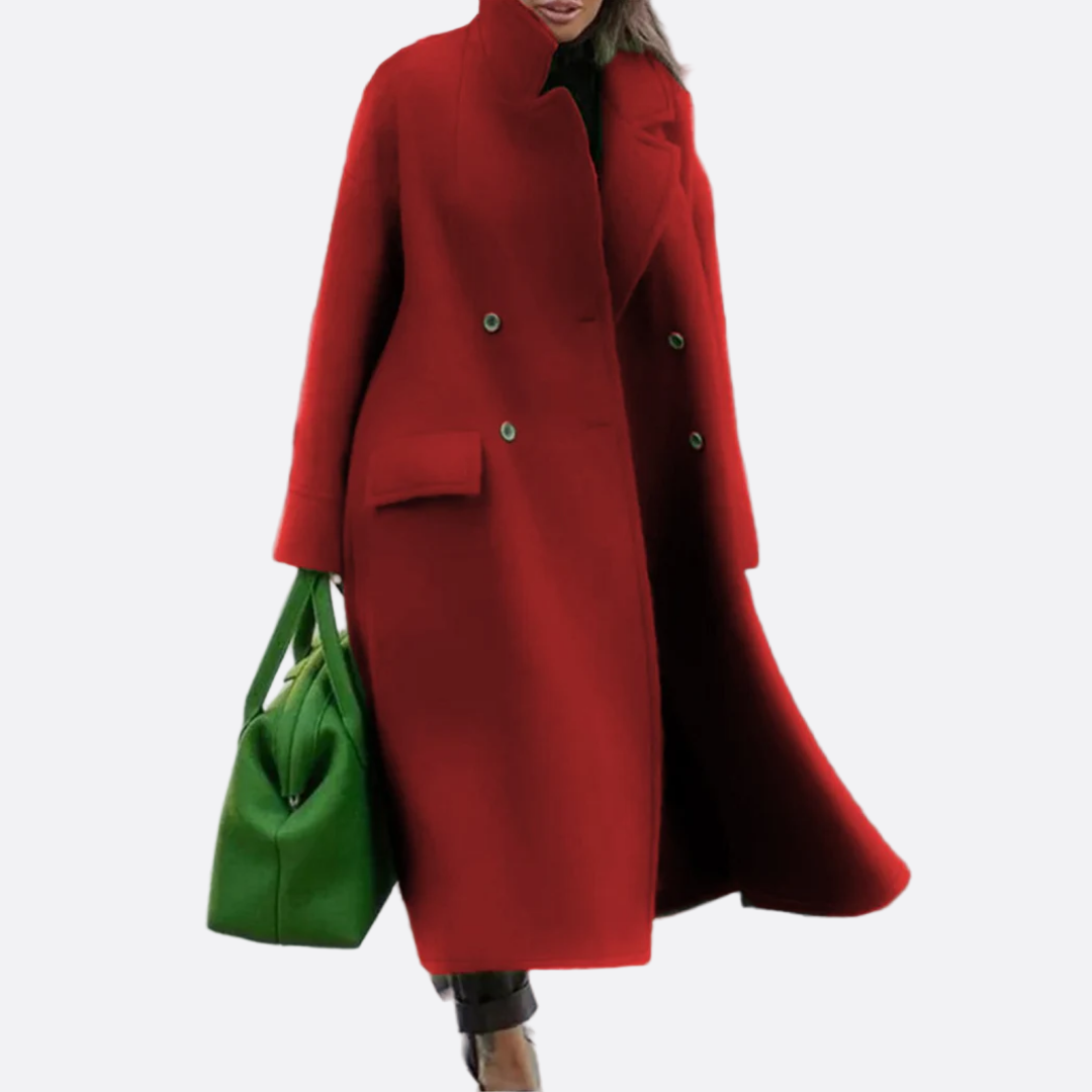 Damen - Eleganter mantel - Hochwertigem Material - Warmer Zweireiher - Stilvoller Winterlook