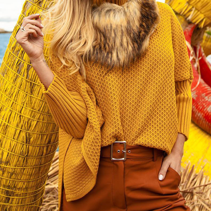 Damen - Strickpullover - Hohem Halsausschnitt - Elegantem Mesh-Detail - Modischer Begleiter für jede Saison