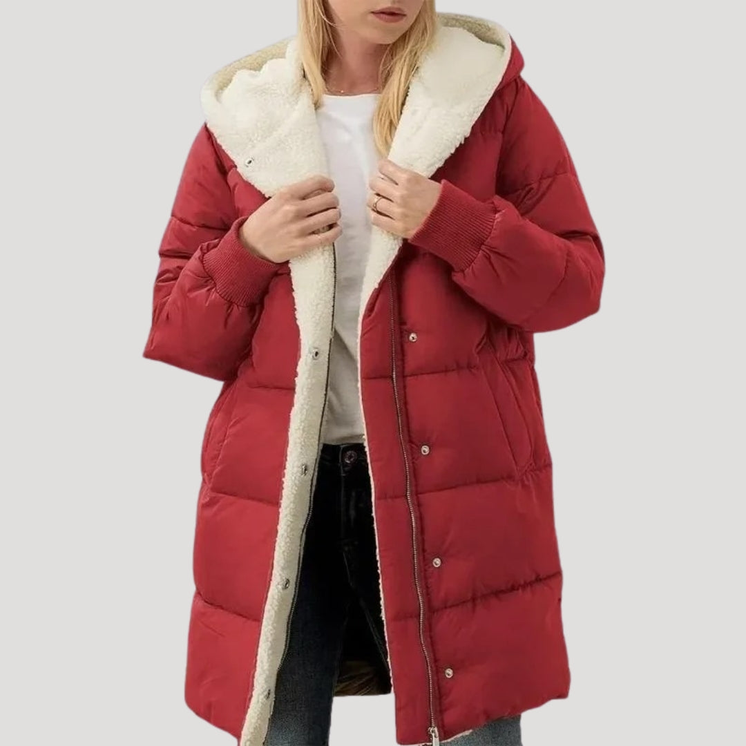 Damen - Langer Mantel - Kunstpelz Futter für kuschelige Wärme - Stilvoller Winterlook