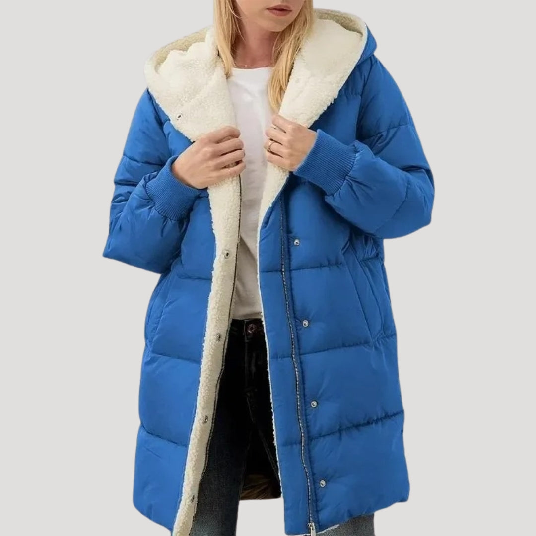 Damen - Langer Mantel - Kunstpelz Futter für kuschelige Wärme - Stilvoller Winterlook