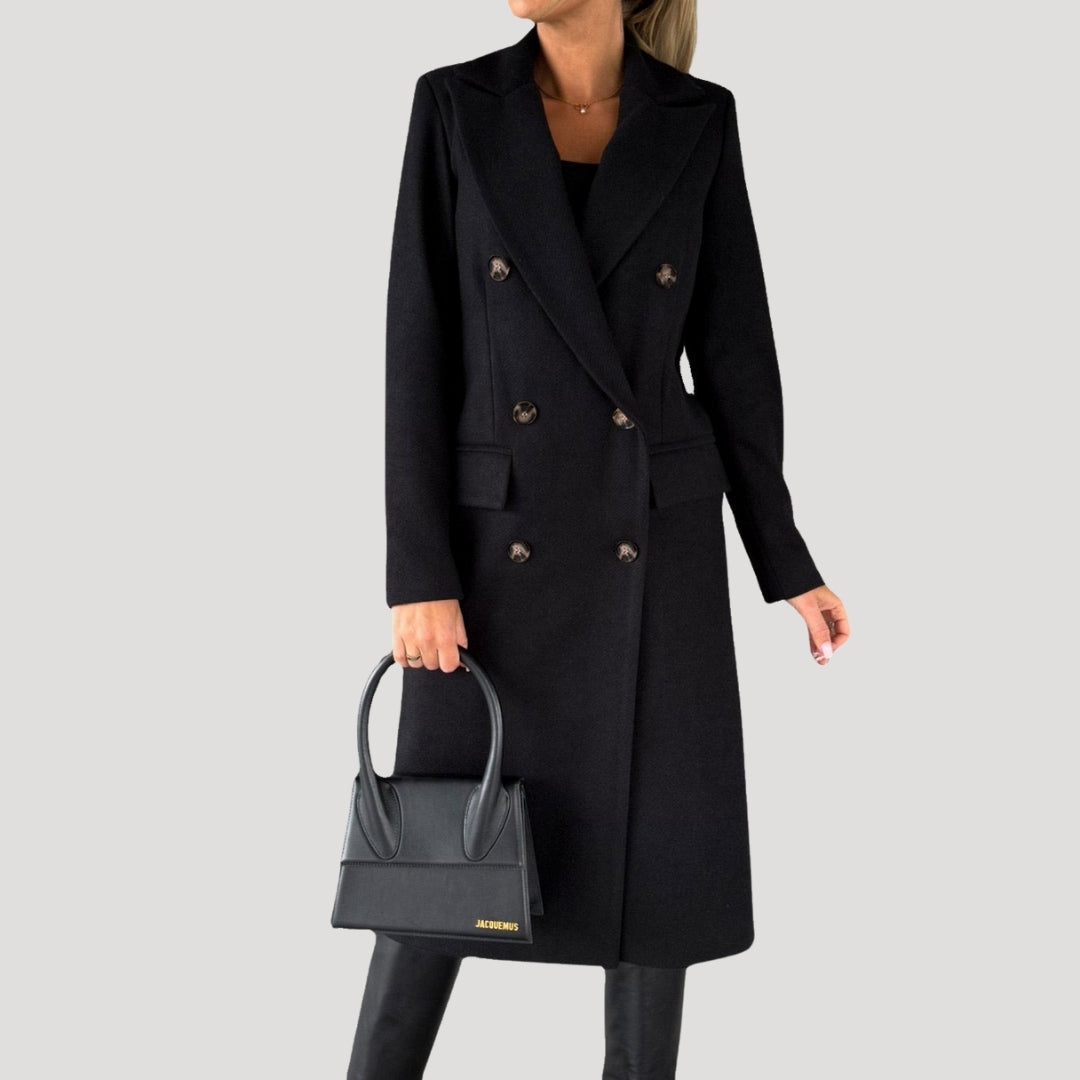 Damen - Wintermantel - Langer, zweireihiger Stil - Eleganter Warmhalter für kalte Tage