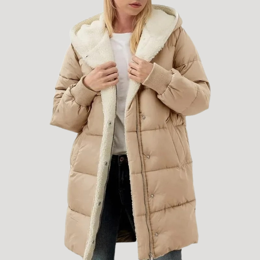 Damen - Langer Mantel - Kunstpelz Futter für kuschelige Wärme - Stilvoller Winterlook