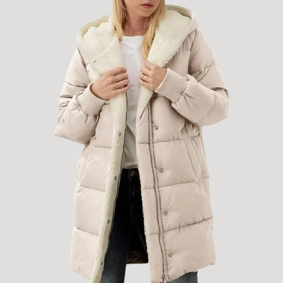 Damen - Langer Mantel - Kunstpelz Futter für kuschelige Wärme - Stilvoller Winterlook