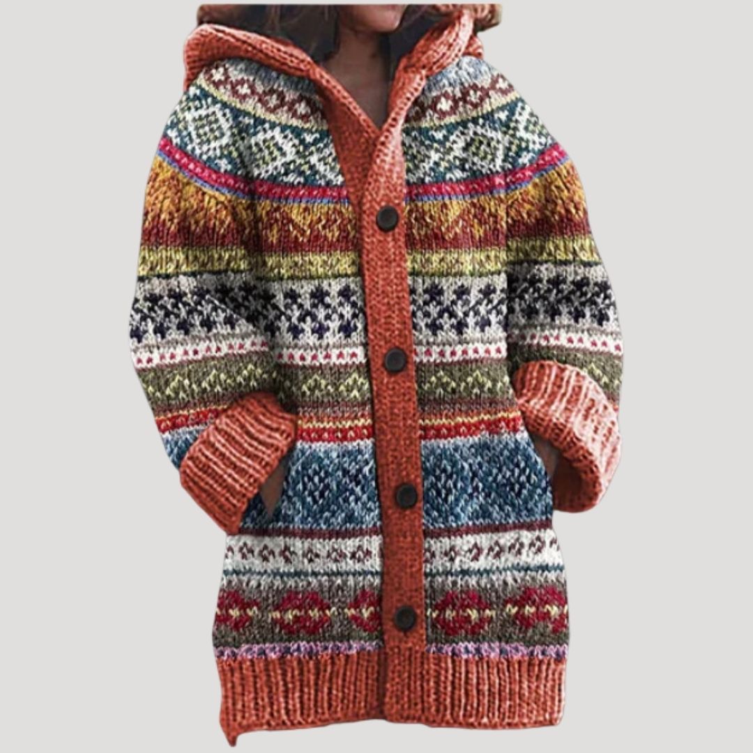 Damen - Strickjacke aus Grobstrick - Fair Isle Stil - Bequemer und stilvoller für die kalte Jahreszeit