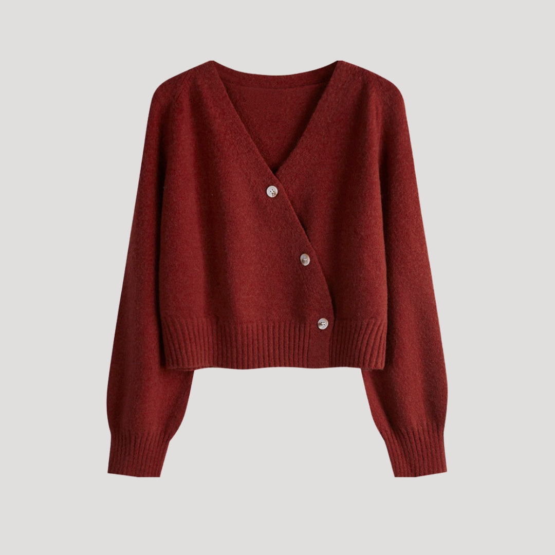 Damen - Strickjacke - Klobigem V-Ausschnitt - Bequeme Knopfjacke für stilvolle Looks