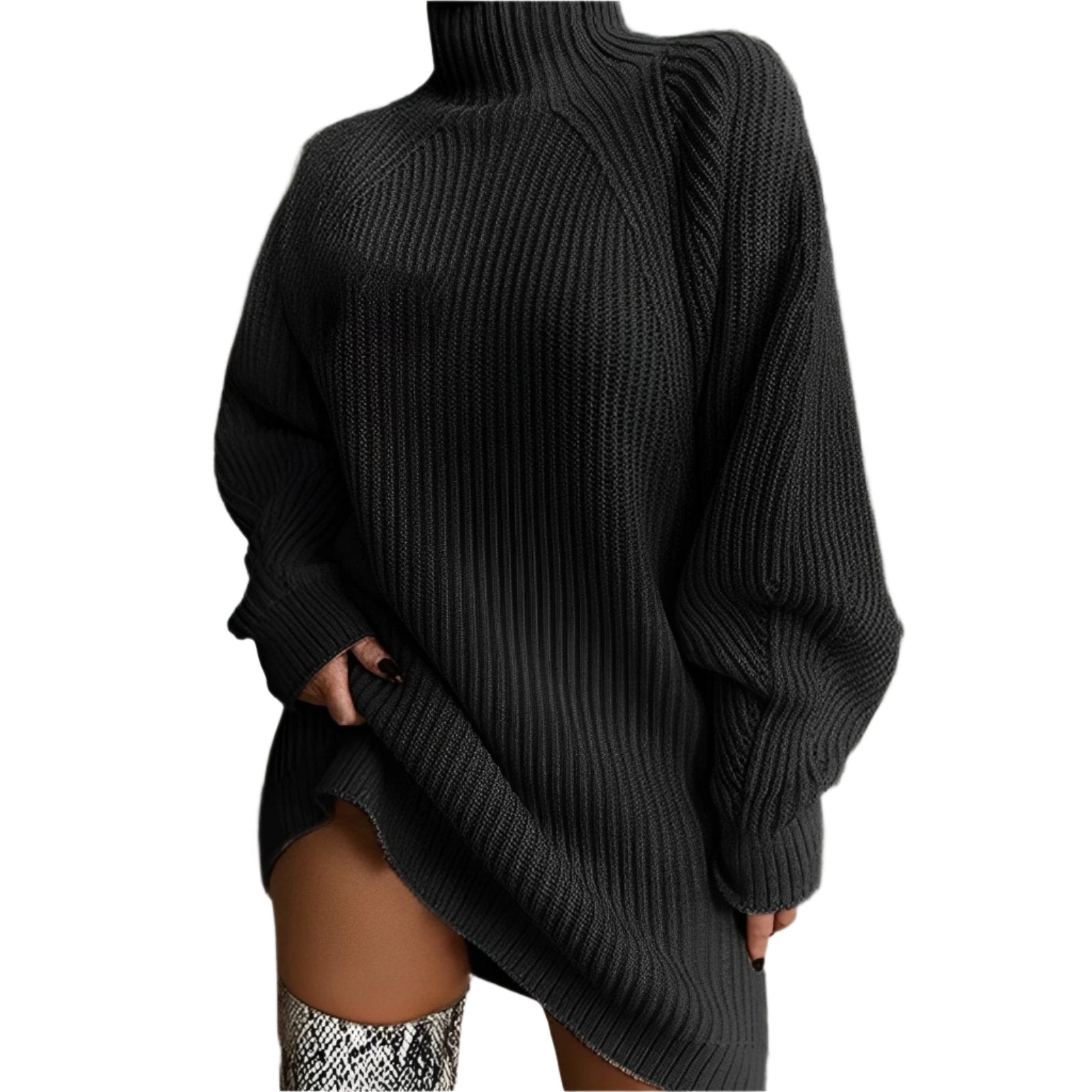 Damen - Übergroßer Rollkragenpullover - Gemütlicher Strickstil - Modischer Pullover für jeden Anlass