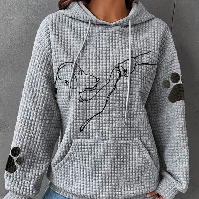 Damen - Kuscheliger Kapuzenpulli - Flauschiger Stoff - Süßem Hundeaufdruck - Bequemer und stylischer Hoodie