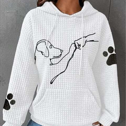 Damen - Kuscheliger Kapuzenpulli - Flauschiger Stoff - Süßem Hundeaufdruck - Bequemer und stylischer Hoodie