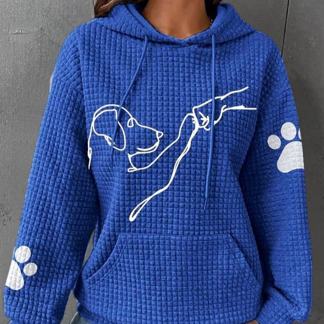 Damen - Kuscheliger Kapuzenpulli - Flauschiger Stoff - Süßem Hundeaufdruck - Bequemer und stylischer Hoodie