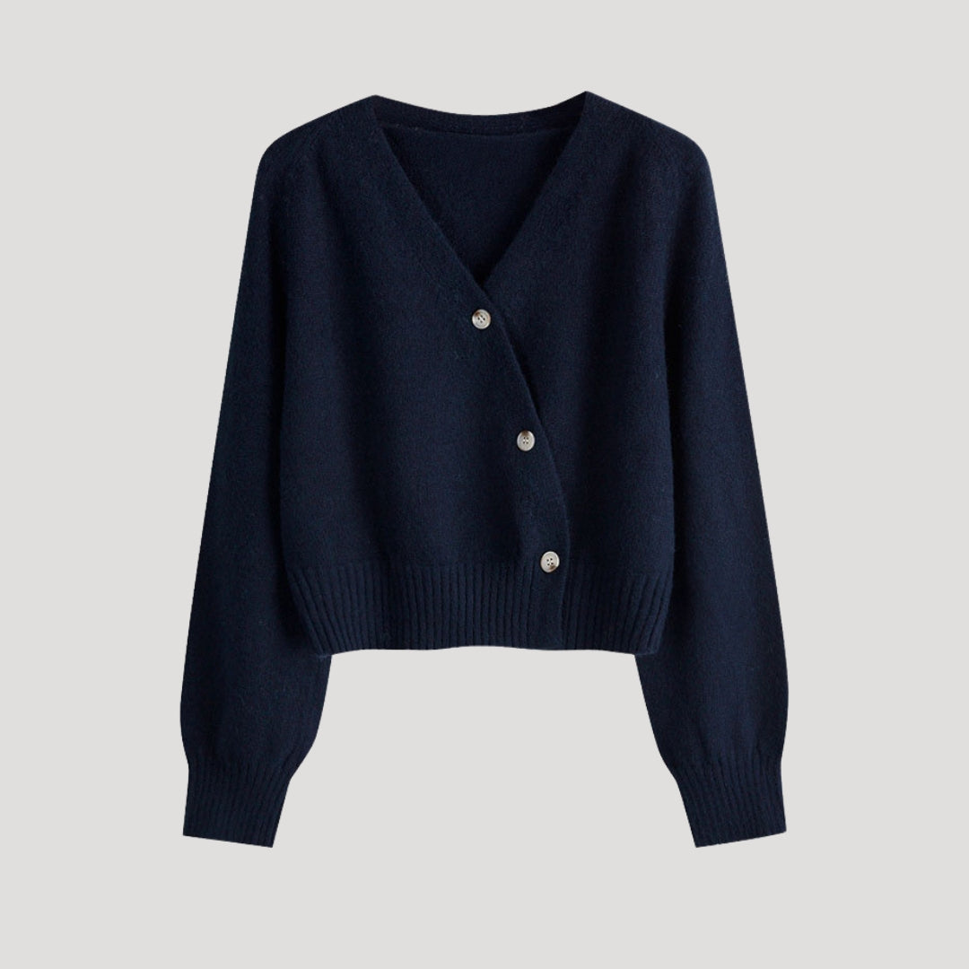 Damen - Strickjacke - Klobigem V-Ausschnitt - Bequeme Knopfjacke für stilvolle Looks