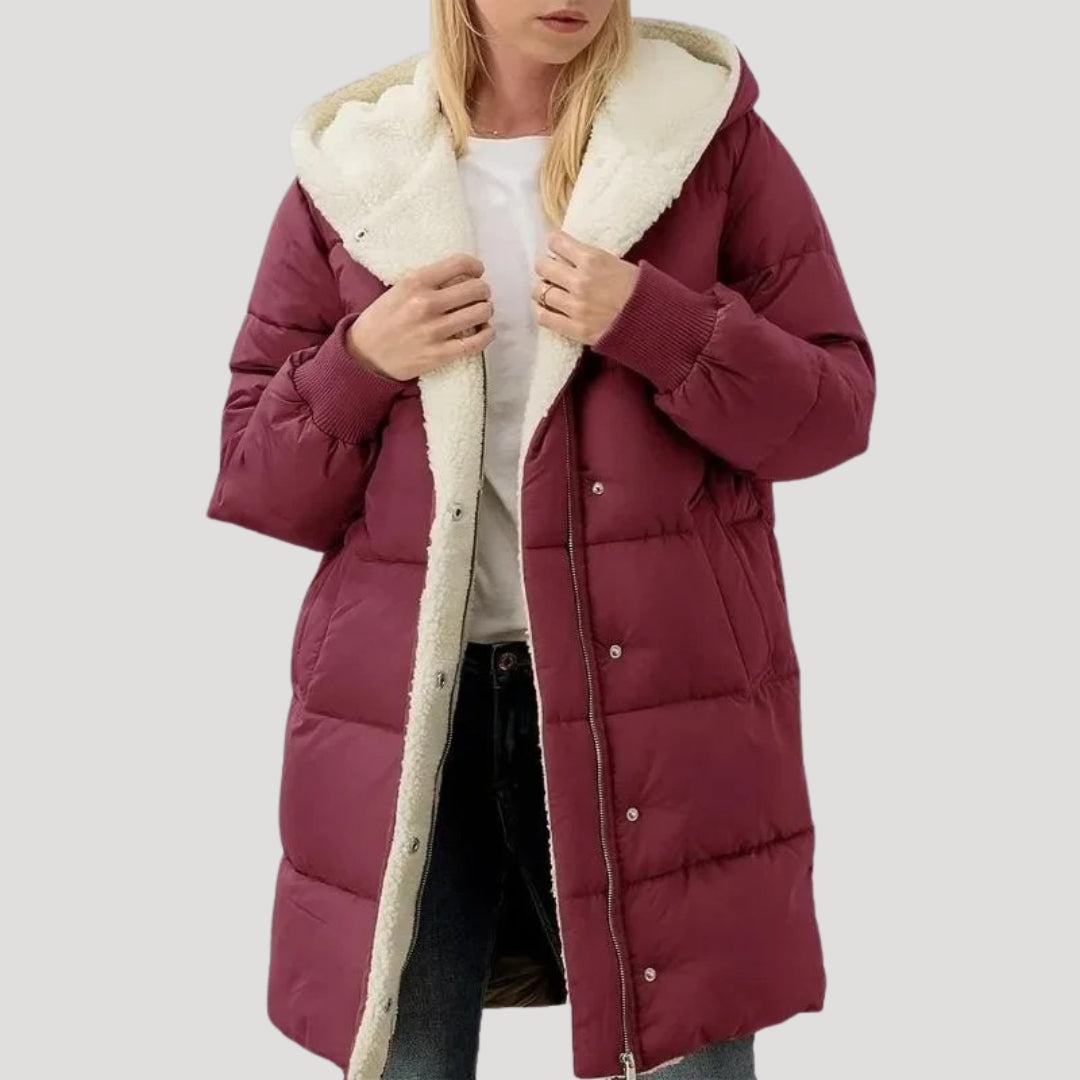 Damen - Langer Mantel - Kunstpelz Futter für kuschelige Wärme - Stilvoller Winterlook
