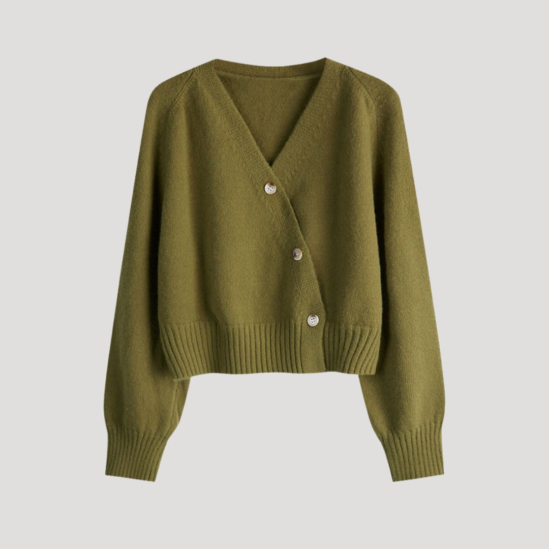 Damen - Strickjacke - Klobigem V-Ausschnitt - Bequeme Knopfjacke für stilvolle Looks