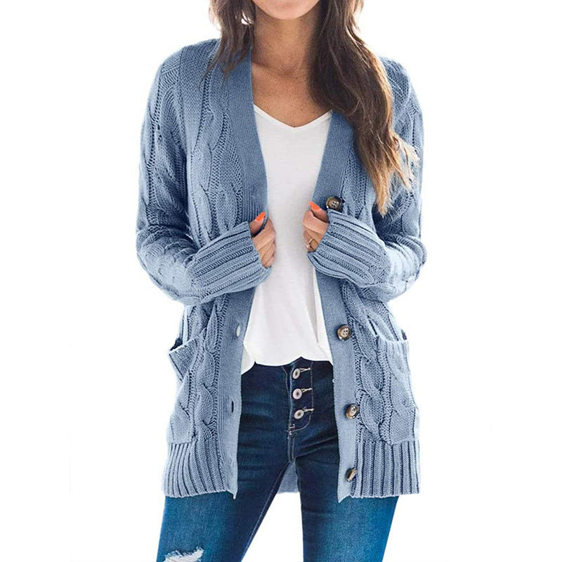 Damen - Strickjacke mit Zopfmuster - Taschen - Modischer stil für jeden Anlass