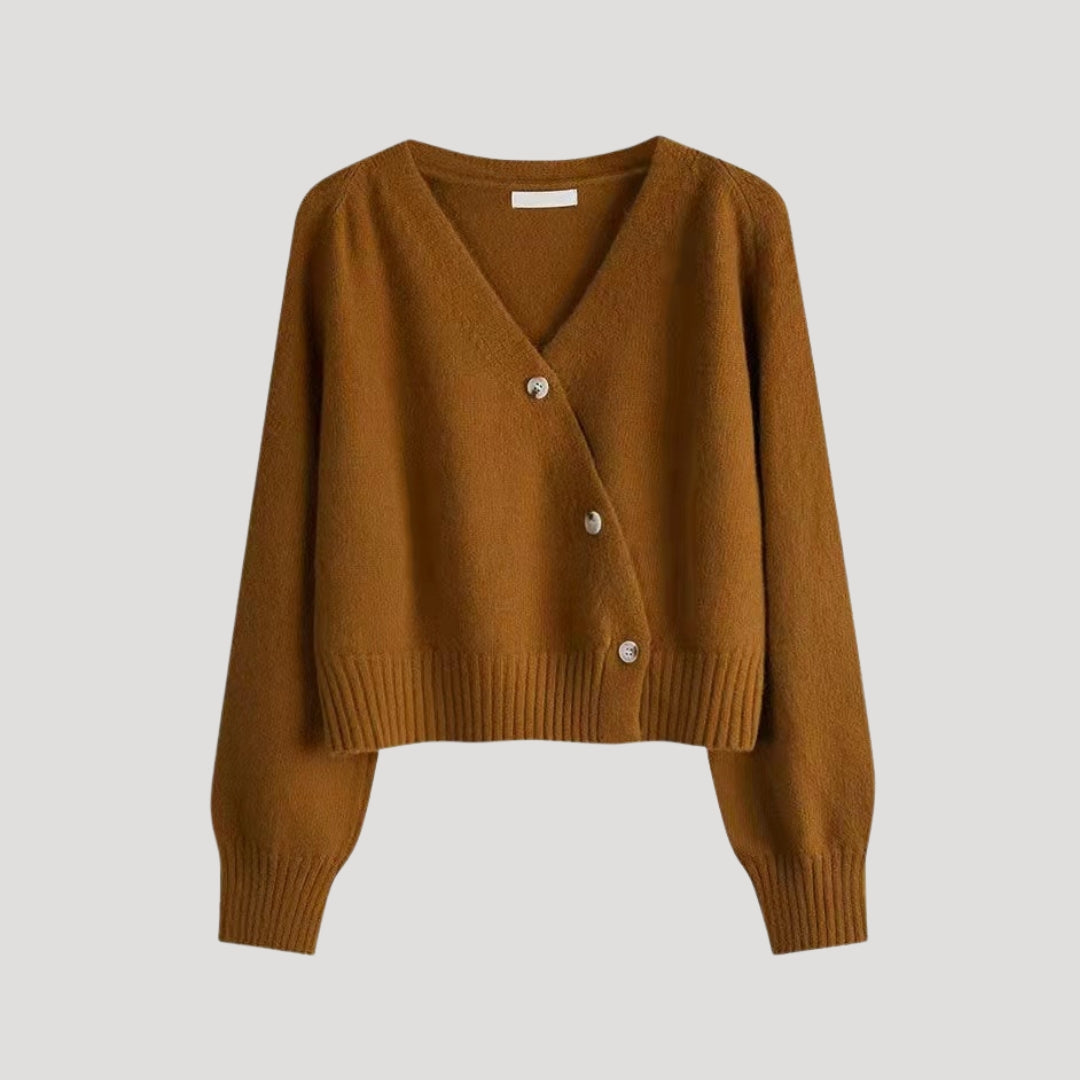 Damen - Strickjacke - Klobigem V-Ausschnitt - Bequeme Knopfjacke für stilvolle Looks