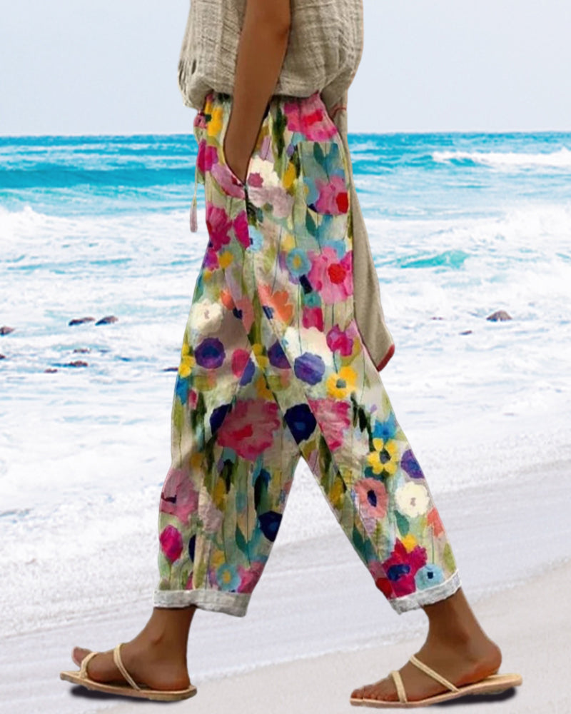 Selma – Weite Hose mit stilisiertem Blumendruck
