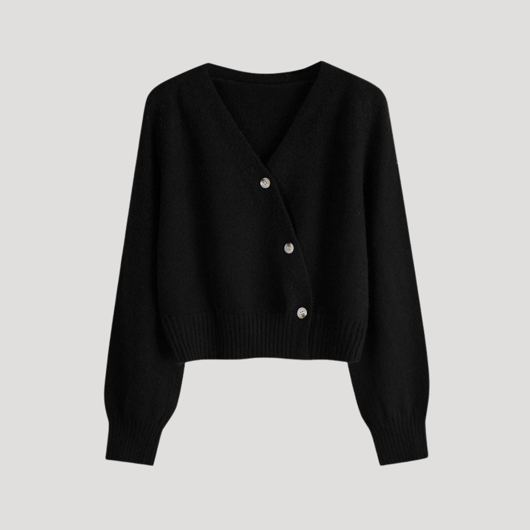 Damen - Strickjacke - Klobigem V-Ausschnitt - Bequeme Knopfjacke für stilvolle Looks