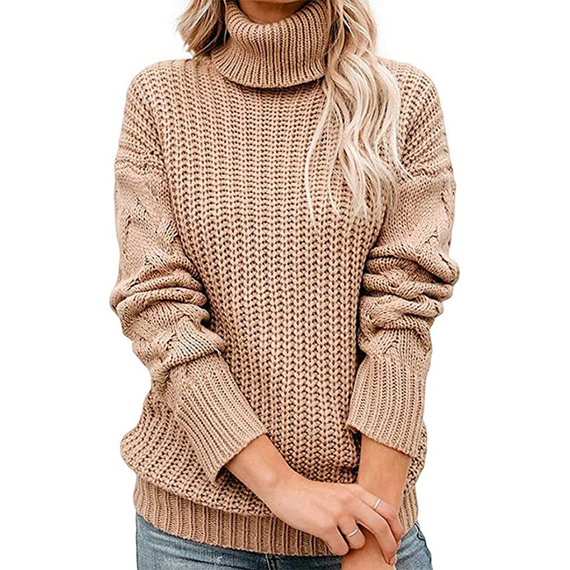 Damen - Rollkragenpullover - Grobstrick - Bequemer Stil für jeden Anlass