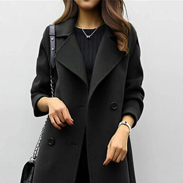 Damen - Maßgeschneiderter Mantel - Hochwertige Wolle - Hoher Kragen für stilvolle Eleganz