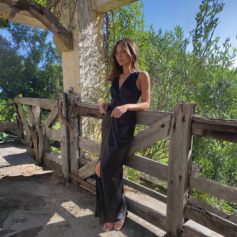 Elaine - Stilvolles ärmelloses Abendkleid mit offenem Rücken