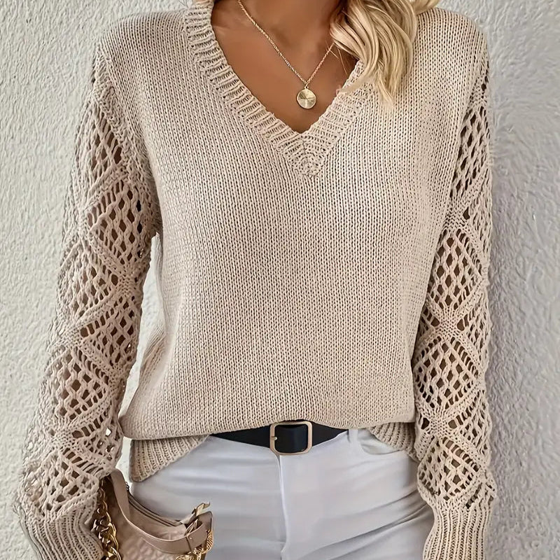 Damen - Strickpullover - V-Ausschnitt - Weiches Acryl-Mischgewebe - Bequem und Stilvoll