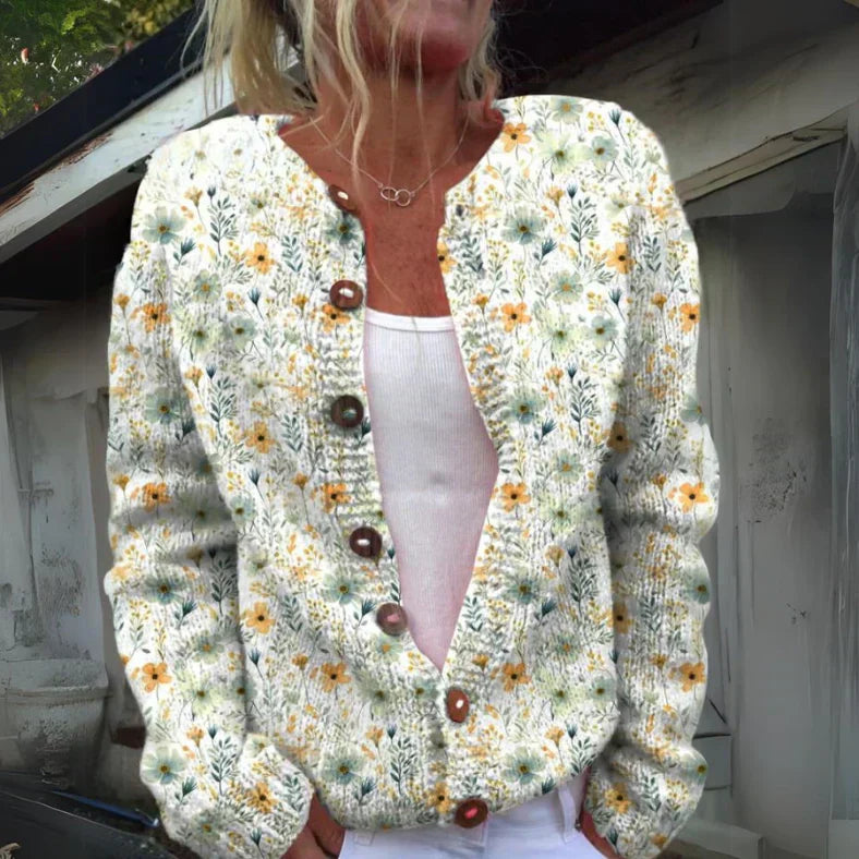 Damen - Floral Cardigan - Atmungsaktivem Material - Leichter, modischer Layer für jeden Anlass - Trendy und vielseitig