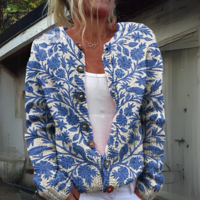 Damen - Floral Cardigan - Atmungsaktivem Material - Leichter, modischer Layer für jeden Anlass - Trendy und vielseitig