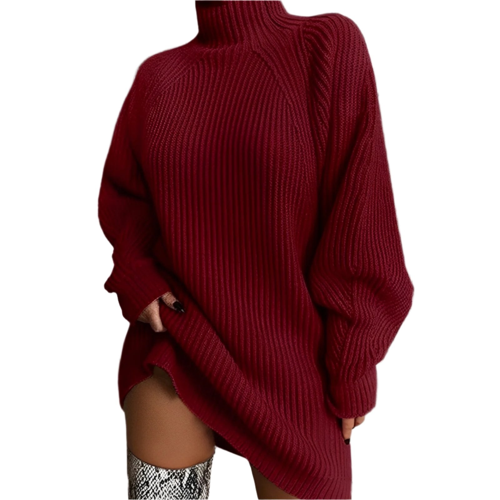 Damen - Übergroßer Rollkragenpullover - Gemütlicher Strickstil - Modischer Pullover für jeden Anlass