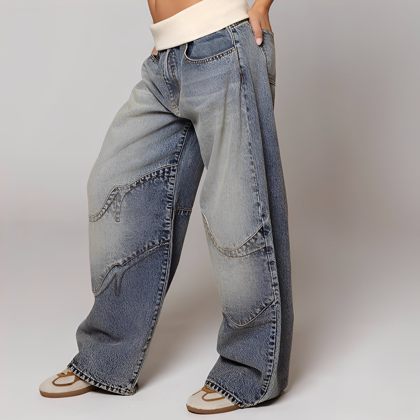 Vanessa - Bequeme, gewaschene Baggy-Jeans für Damen