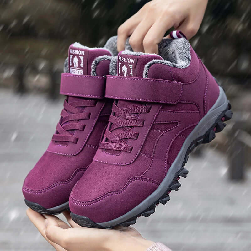Damen - Pelzgefütterte Stiefeletten - Gebürstetem Material - Rutschfest - Warm und Bequem für den Winter