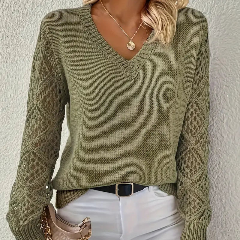 Damen - Strickpullover - V-Ausschnitt - Weiches Acryl-Mischgewebe - Bequem und Stilvoll