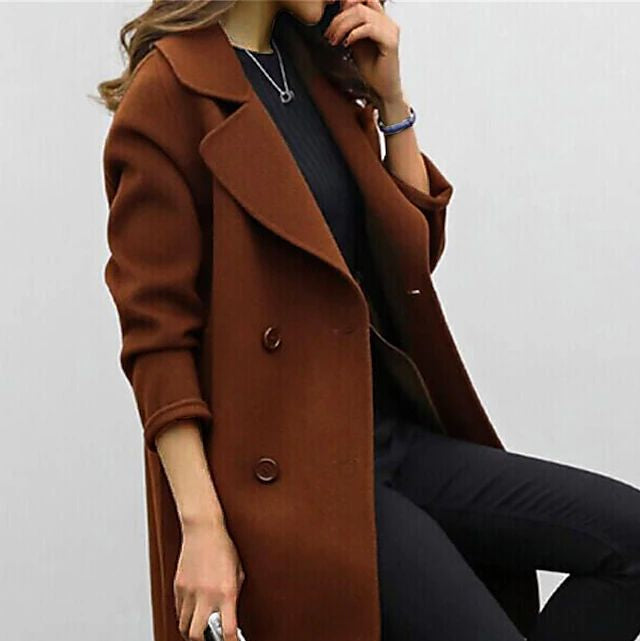 Damen - Maßgeschneiderter Mantel - Hochwertige Wolle - Hoher Kragen für stilvolle Eleganz