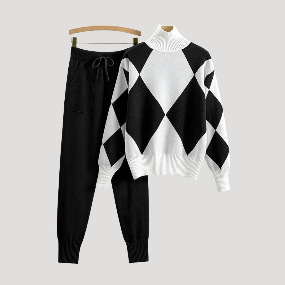 Damen - Gestrickte Winter Loungewear - Bequemer Pullover und Jogger - Gemütliche Freizeitmode für kalte Tage