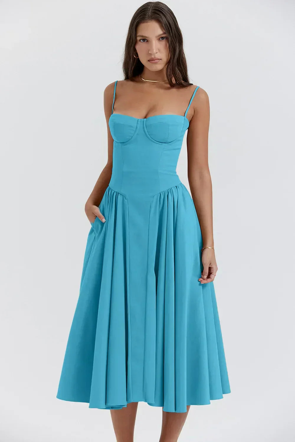 Jutte - Ärmelloses Damen-Midikleid