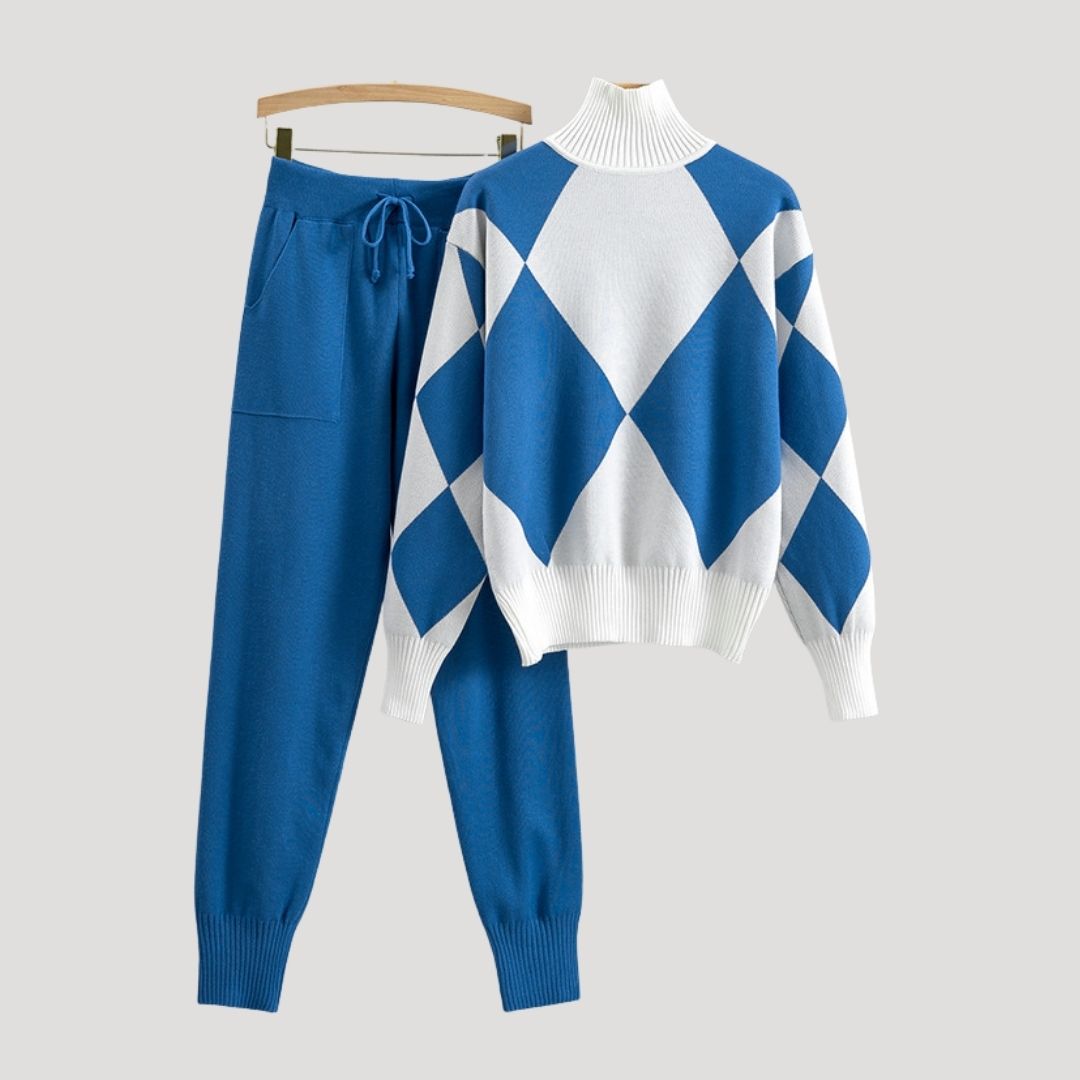 Damen - Gestrickte Winter Loungewear - Bequemer Pullover und Jogger - Gemütliche Freizeitmode für kalte Tage