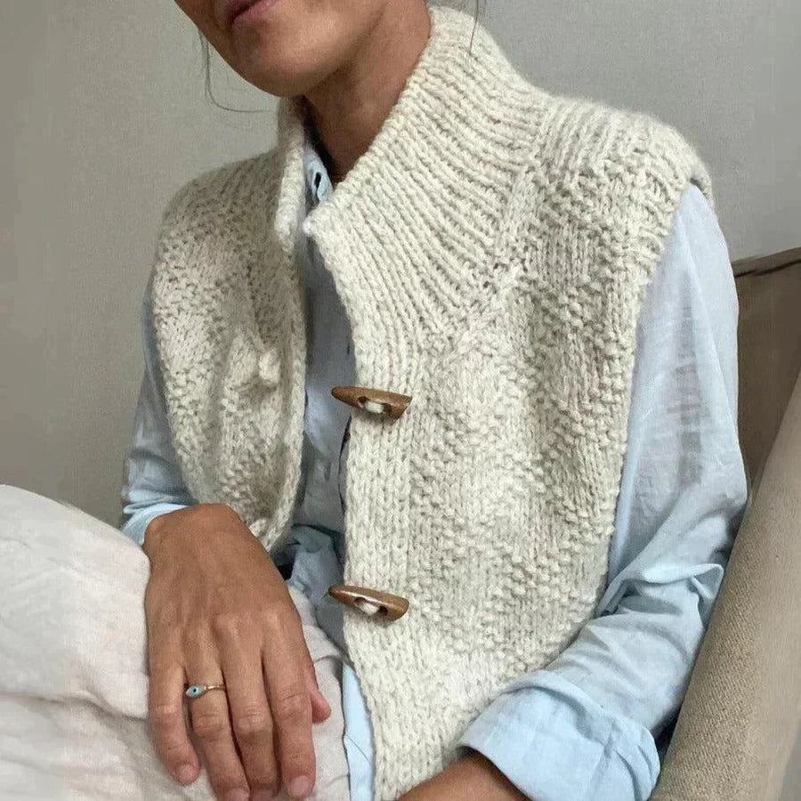 Damen - Weste - Stehkragen - Knebelverschluss - Stilvoller Winterlook